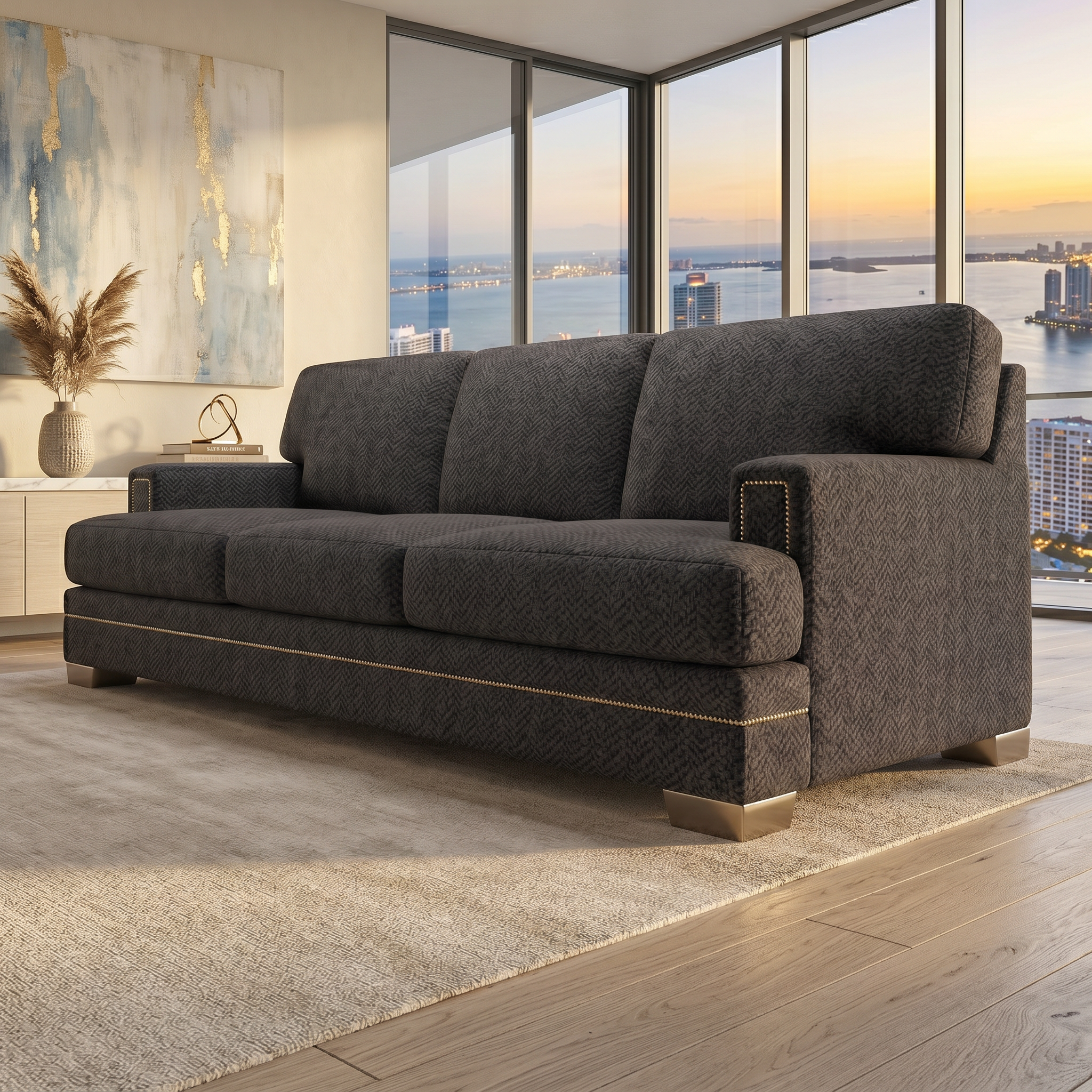 Barcelona Sofa — Catalina Charcoal — BS-CC-Model2
